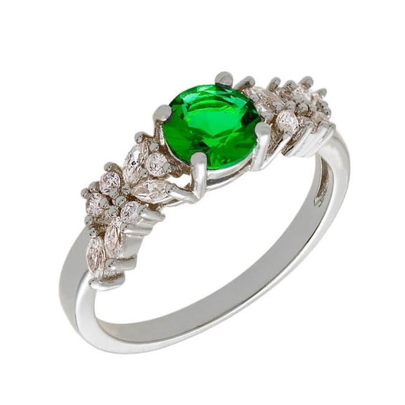 Bertha BRJ10696R9 Bertha Juliet Collection Women's 18k WG Plated Green Cluster Fashion Ring Size 9