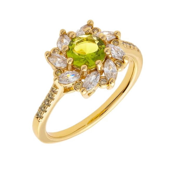 Bertha BRJ10700R6 Juliet Women 18k Yellow Gold Plated Light Green Flower Fashion Ring - Size 6