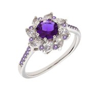 Bertha BRJ10704R5 Bertha Juliet Collection Women's 18k WG Plated Purple Flower Fashion Ring Size 5