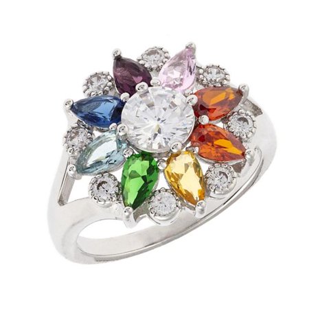 Bertha BRJ20350R5 Juliet Collection Women 18k White Gold Plated Fashion Ring - Size 5