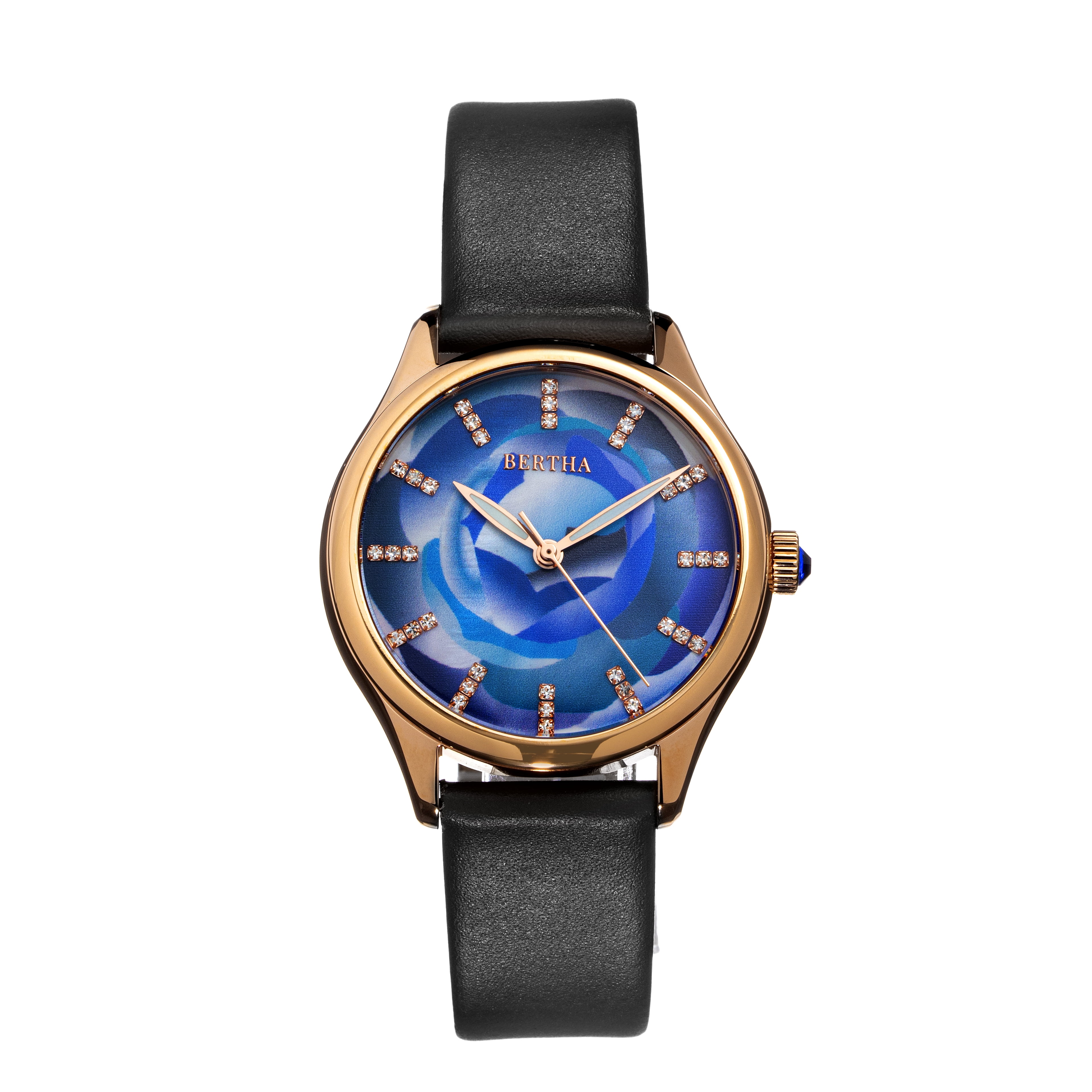 Bertha Georgiana Mother-Of-Pearl Leather-Band Watch - Rose  display picture 2