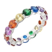 Bertha Juliet Collection Womens 18k Gold Plated Stackable Rainbow Eternity Fashion Ring