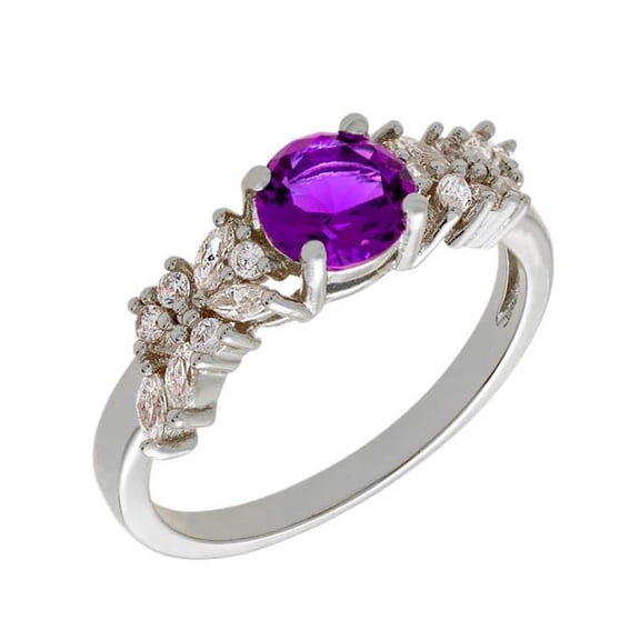 Bertha Juliet Collection Women's 18k WG Plated Purple Cluster Fashion Ring Size 9