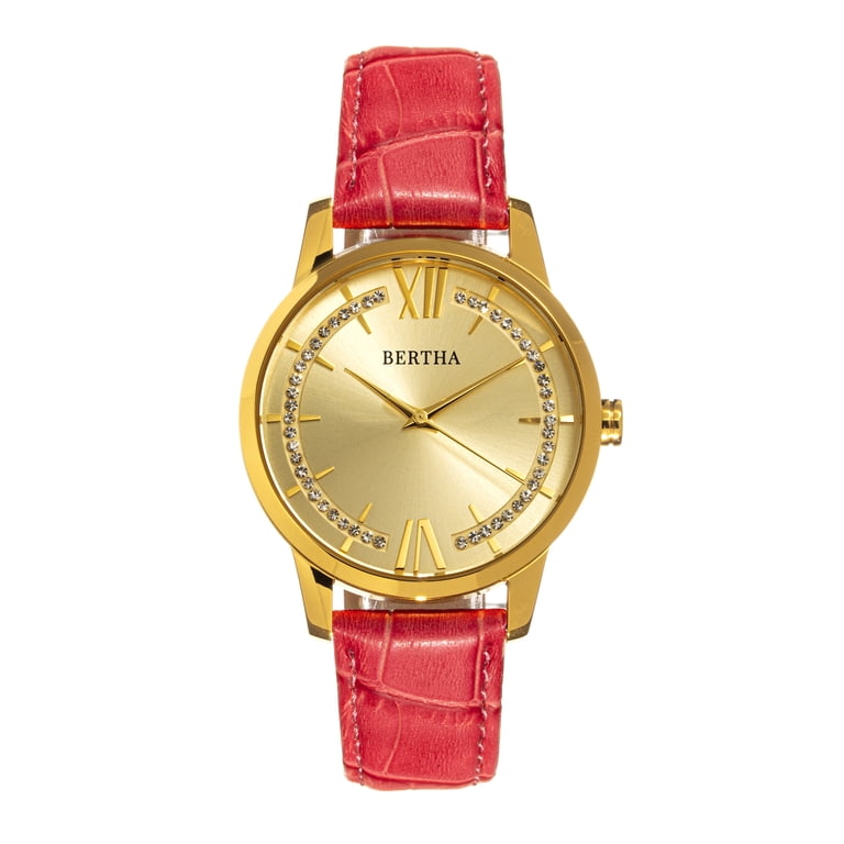 Bertha Prudence Leather-Band Watch - Pink - Walmart.com