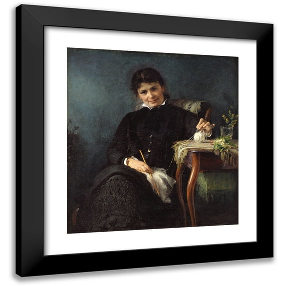 Bertha Wegmann 12x13 Black Modern Framed Museum Art Print Titled - Madam Anna Seekamp, the Artist's Sister (1881 - 1882)