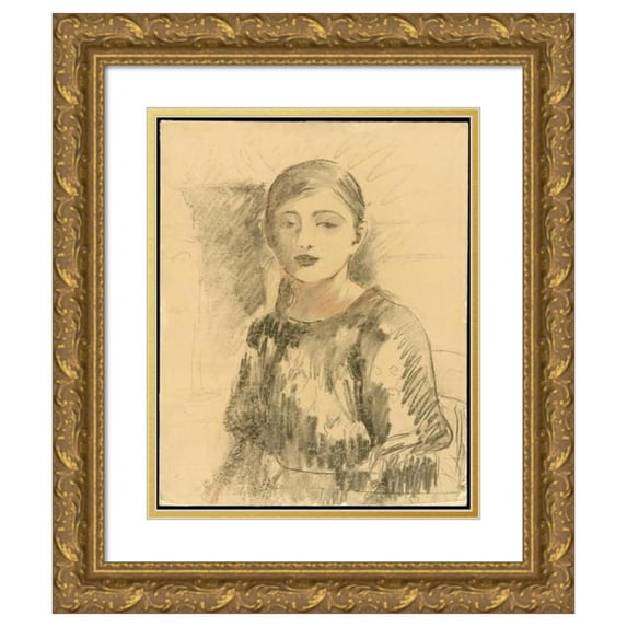 Berthe Morisot 15x18 Gold Ornate Wood Frame and Double Matted Museum Art Print Titled - Portrait of Julie Manet (1890)