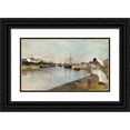 thumbnail image 1 of Berthe Morisot 18x12 Black Ornate Wood Framed Double Matted Museum Art Print Titled - The Harbor at Lorient (1869), 1 of 5