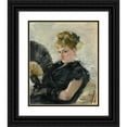thumbnail image 1 of Berthe Morisot 20x24 Black Ornate Framed Double Matted Museum Art Print Titled: Woman with a Fan (1876), 1 of 5