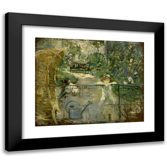 Berthe Morisot 24x20 Black Modern Framed Museum Art Print Titled - The Basket Chair (1882)