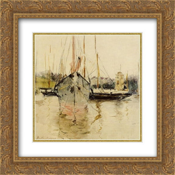 Berthe Morisot 2x Matted 20x22 Gold Ornate Framed Art Print 'Boats - Entry to the Medina in the Isle of Wight'