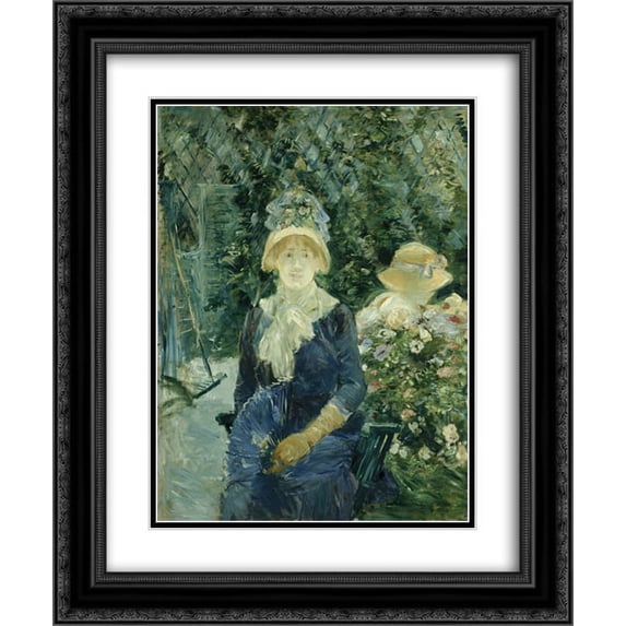 Berthe Morisot 2x Matted 20x24 Black Ornate Framed Art Print 'Woman in a Garden'