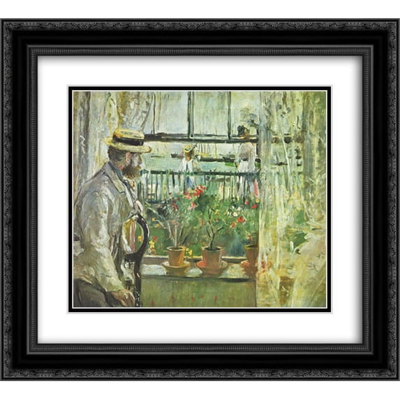 Berthe Morisot 2x Matted 22x20 Black Ornate Framed Art Print 'Eugene Manet on the Isle of Wight '