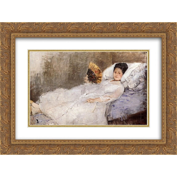 Berthe Morisot 2x Matted 24x18 Gold Ornate Framed Art Print 'Portrait of Madame Hubbard'