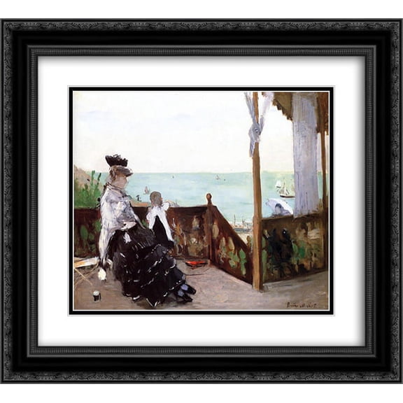 Berthe Morisot 2x Matted 24x20 Black Ornate Framed Art Print 'In a Villa at the Seaside'
