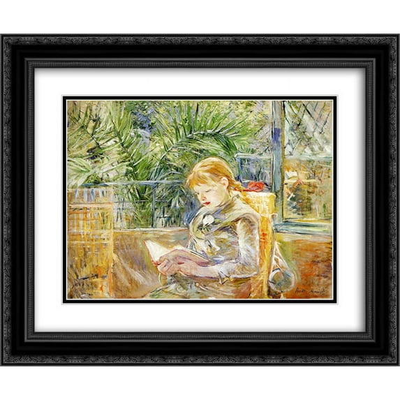 Berthe Morisot 2x Matted 24x20 Black Ornate Framed Art Print 'Reading'