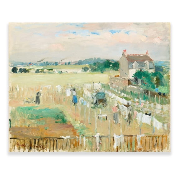 Berthe Morisot Canvas Wall Art - Hanging The Laundry out to Dry Poster - Unframed Impressionism Art Prints - Famous Oil Paintings Reproduction Modern Print Artwork Canvas Wall Art