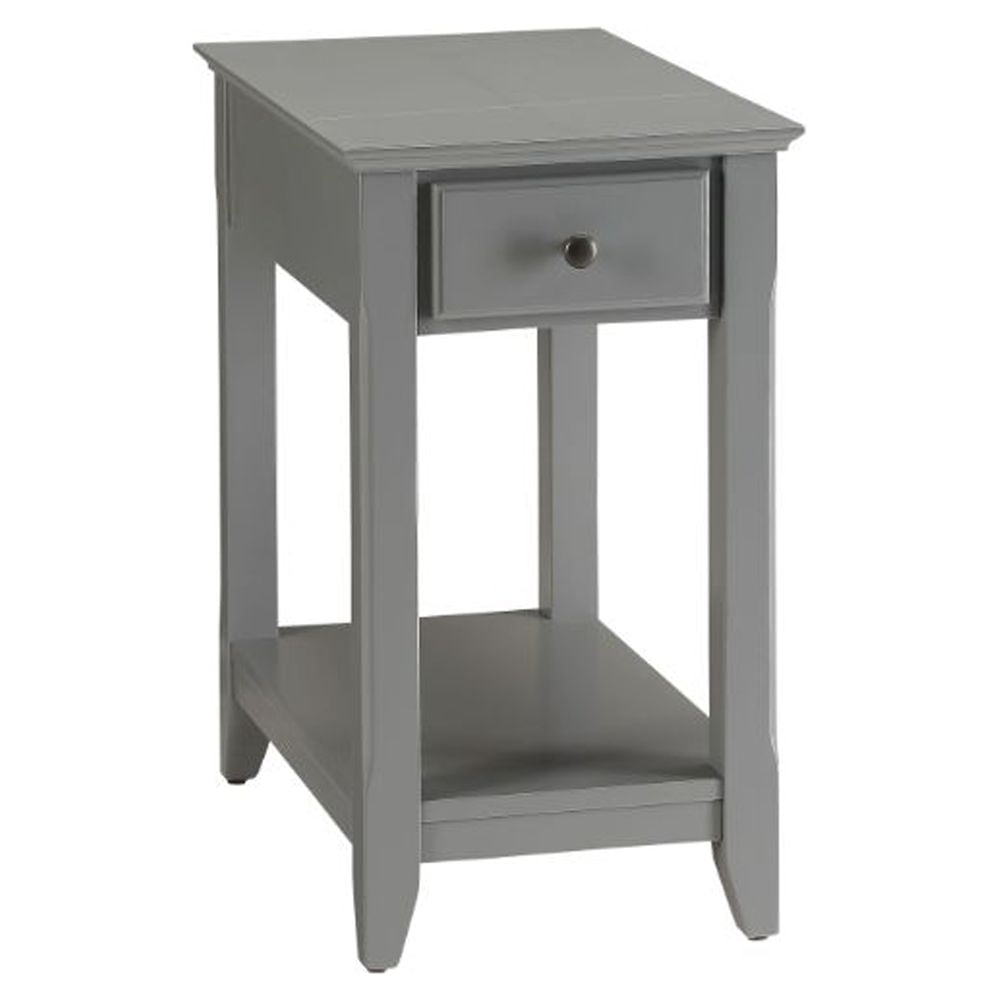 Gray Wooden Rectangular Side Table with Storage