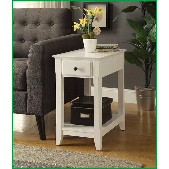 Bertie White Finish Coffee Table - 1 Drawer & Storage Shelf, Easy Assembly & Durable Structure