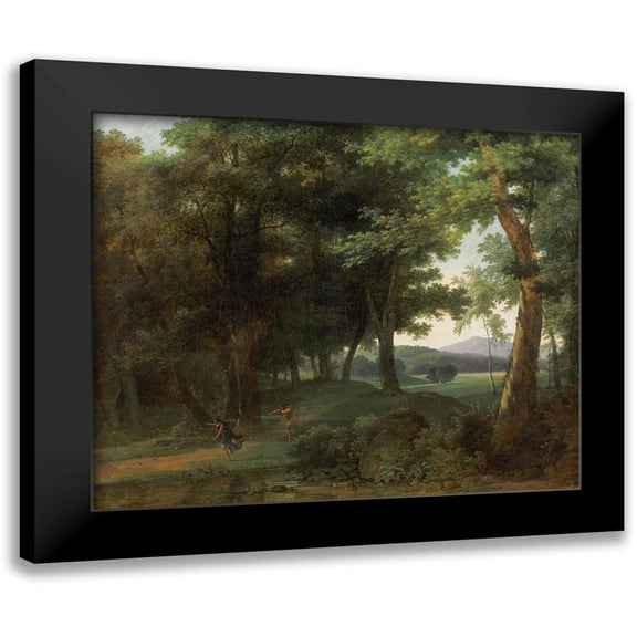Bertin, Jean-Victor 14x12 Black Modern Framed Museum Art Print Titled - A Forest with Apollo and Daphne