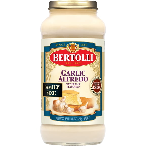 Bertolli Alfredo Sauce with Garlic and Parmesan Cheese, Spaghetti Pasta Sauce, 22 oz