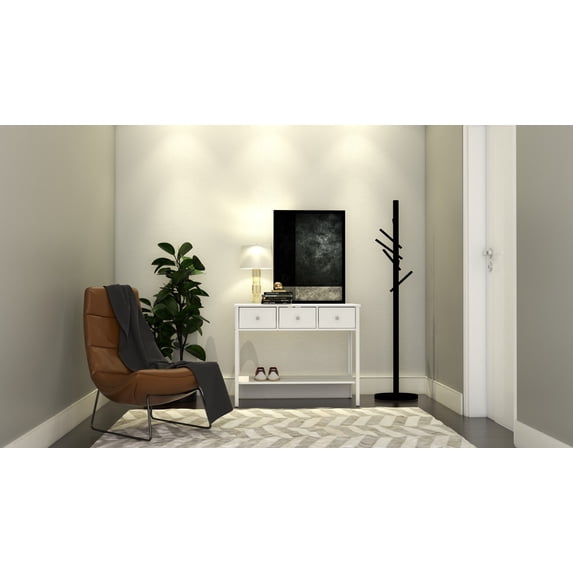 Bertolini Oasis 37 in. Rectangle Wood Console Table with 3 Drawers - 37" White