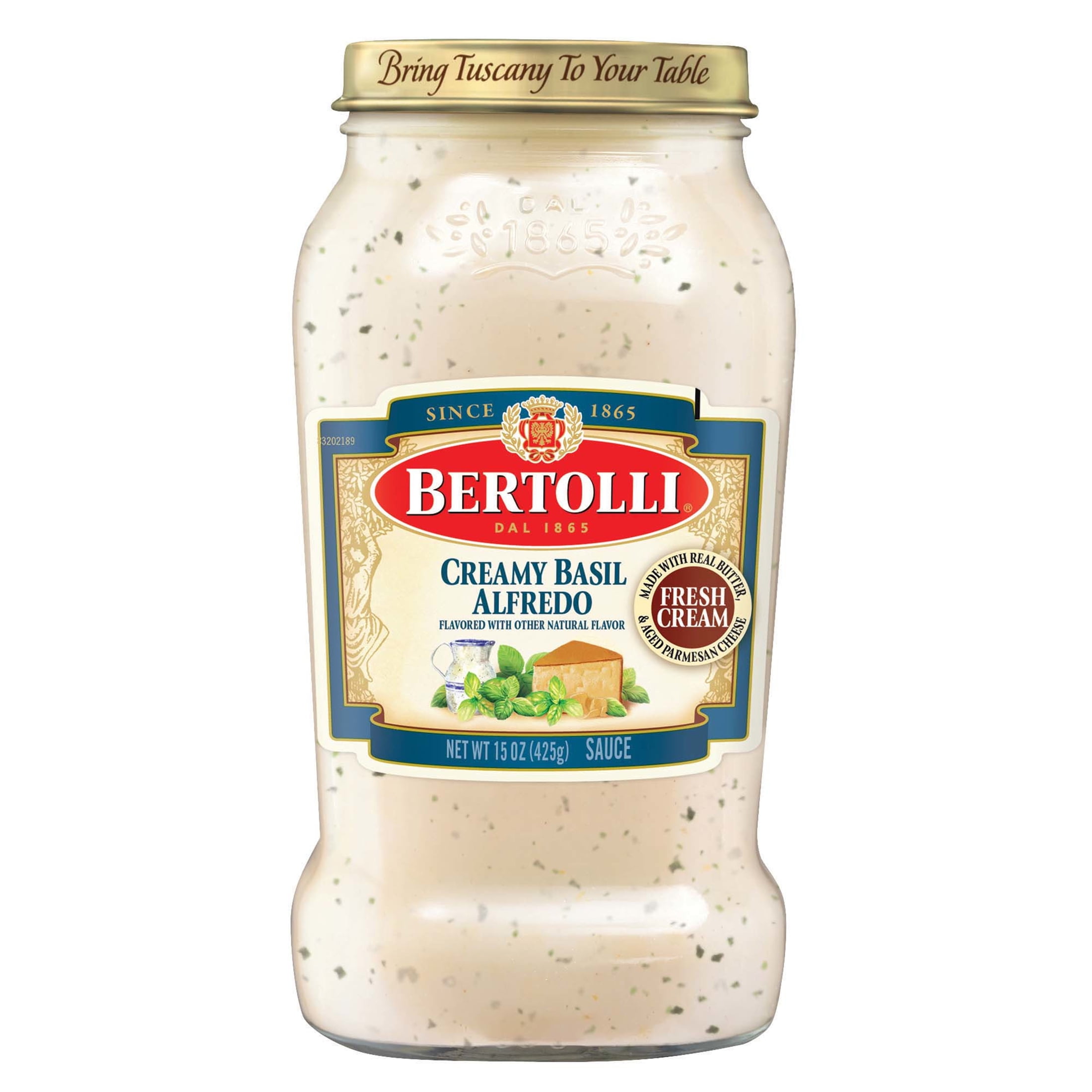 Bertolli Creamy Basil Alfredo Pasta Sauce with Aged Parmesan Cheese
