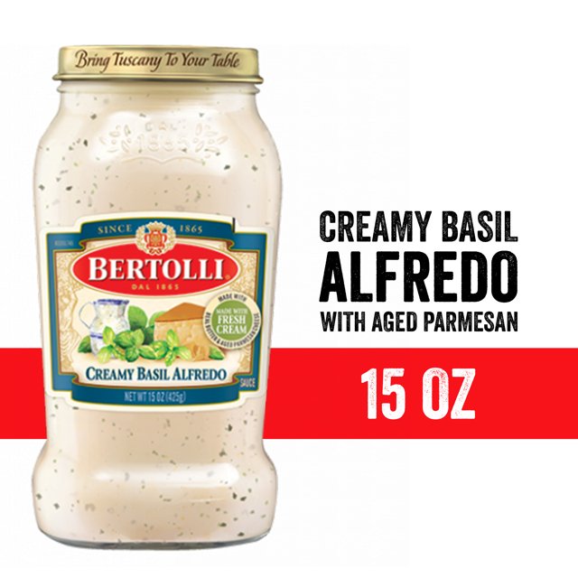 Bertolli Creamy Basil Alfredo Sauce with Aged Parmesan Cheese, Made