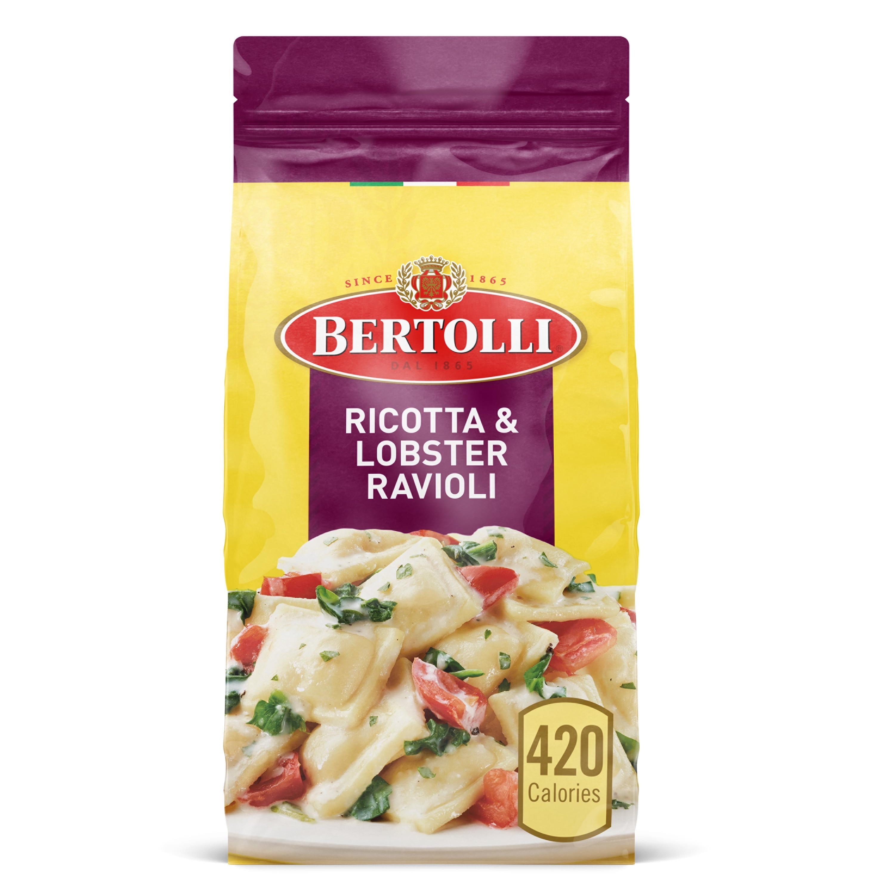 Bertolli Frozen Skillet Meals for Two Ricotta & Lobster Ravioli, 24 Oz ...