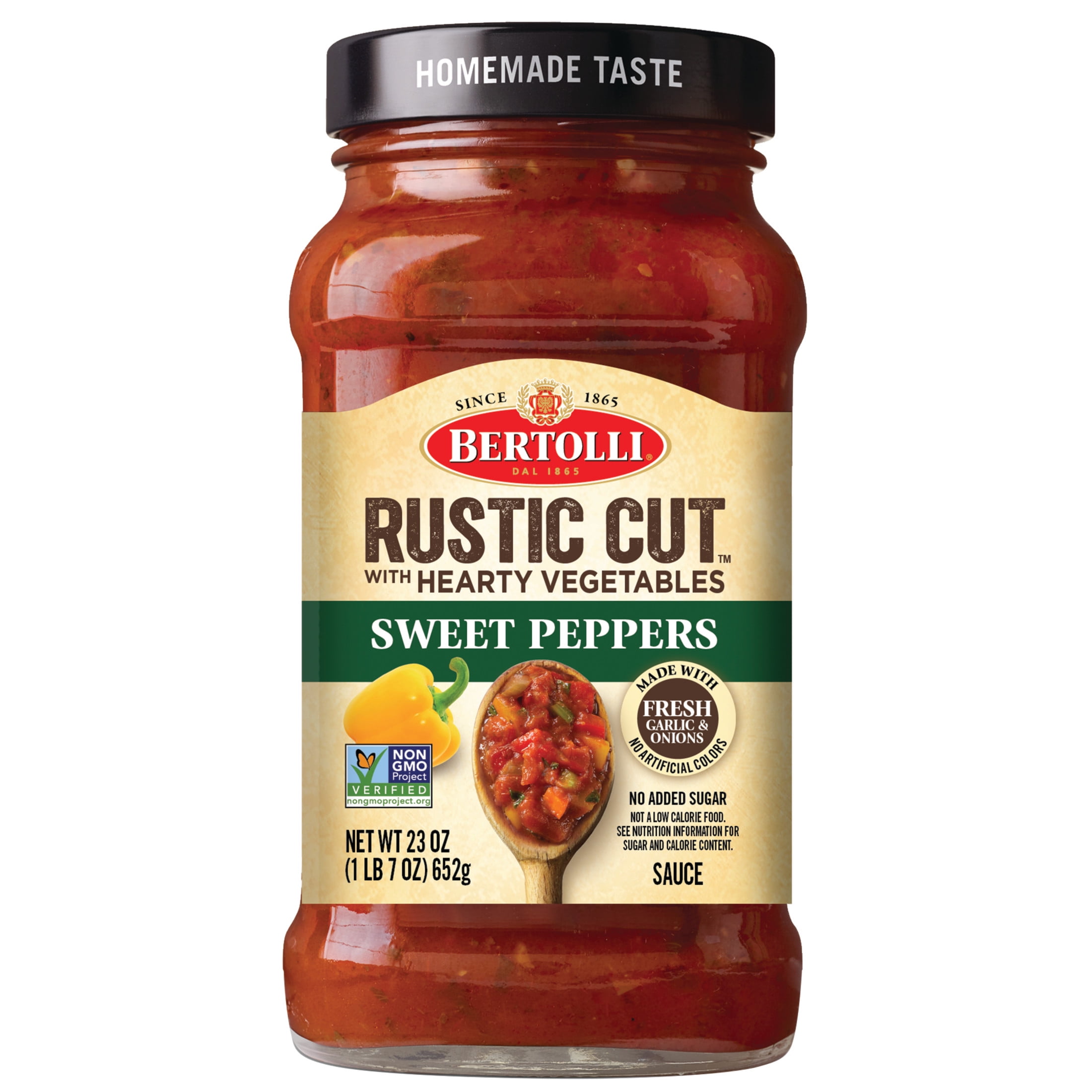 Bertolli Rustic Cut Pasta Sauce with Sweet Peppers, Homemade Style Spaghetti Sauce, 23 oz