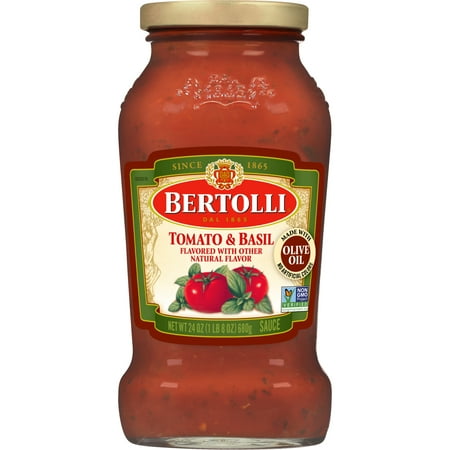 Bertolli Tomato and Basil Sauce, Authentic Tuscan Style Pasta Sauce Made with Vine-Ripened Tomatoes, Summer-Leaf Basil and Olive Oil, 24 OZ