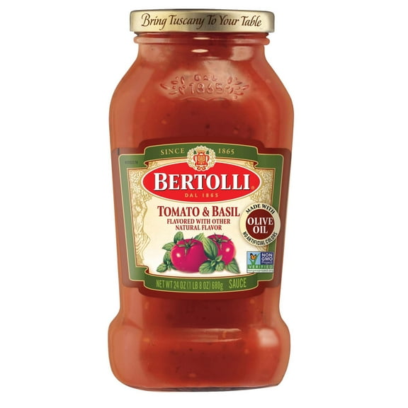 Bertolli Tomato and Basil Pasta Sauce, Made with Vine-Ripened Tomatoes, Summer-Leaf Basil and Olive Oil, 24 oz