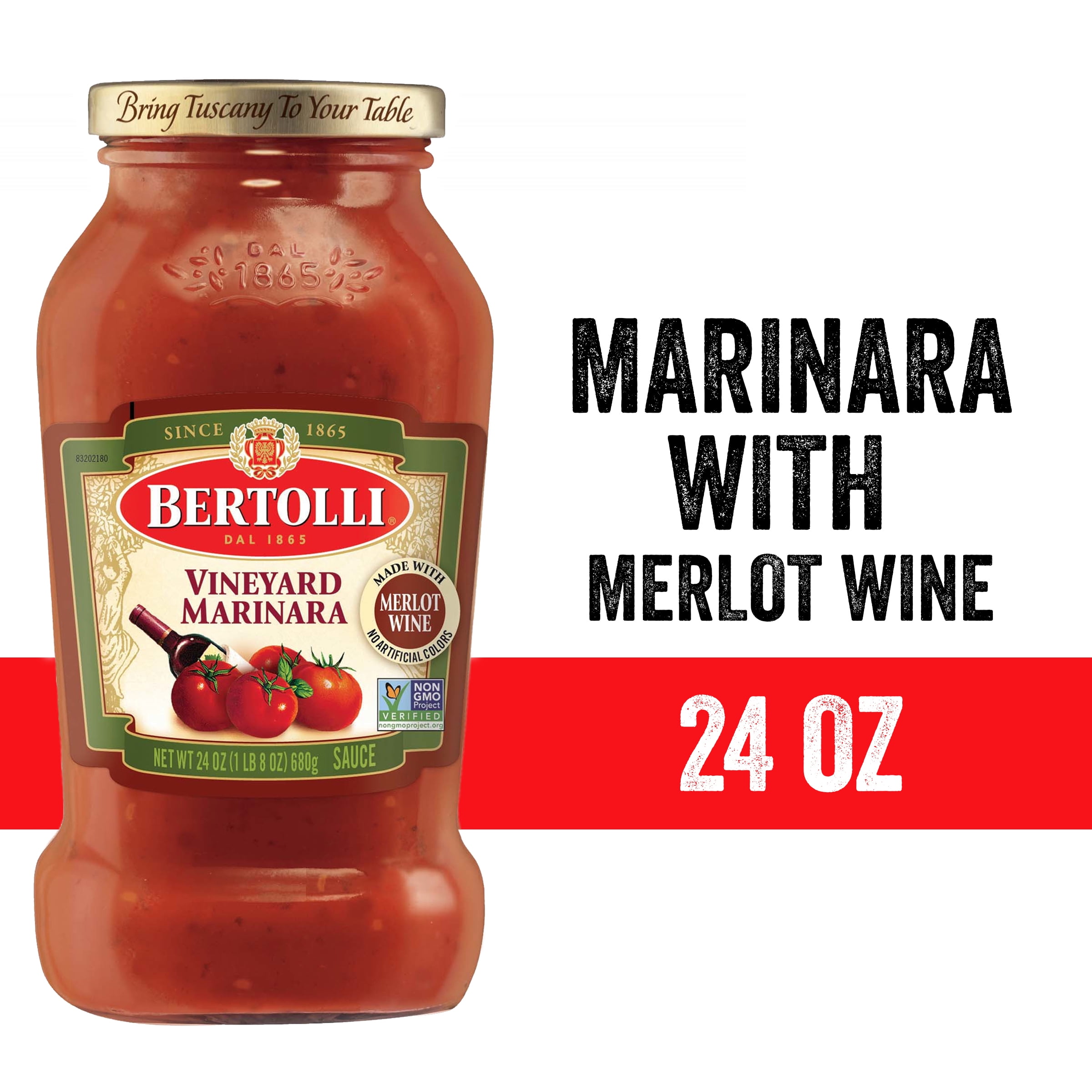 Bertolli Vineyard Marinara Sauce with Merlot Wine, Made with Vine
