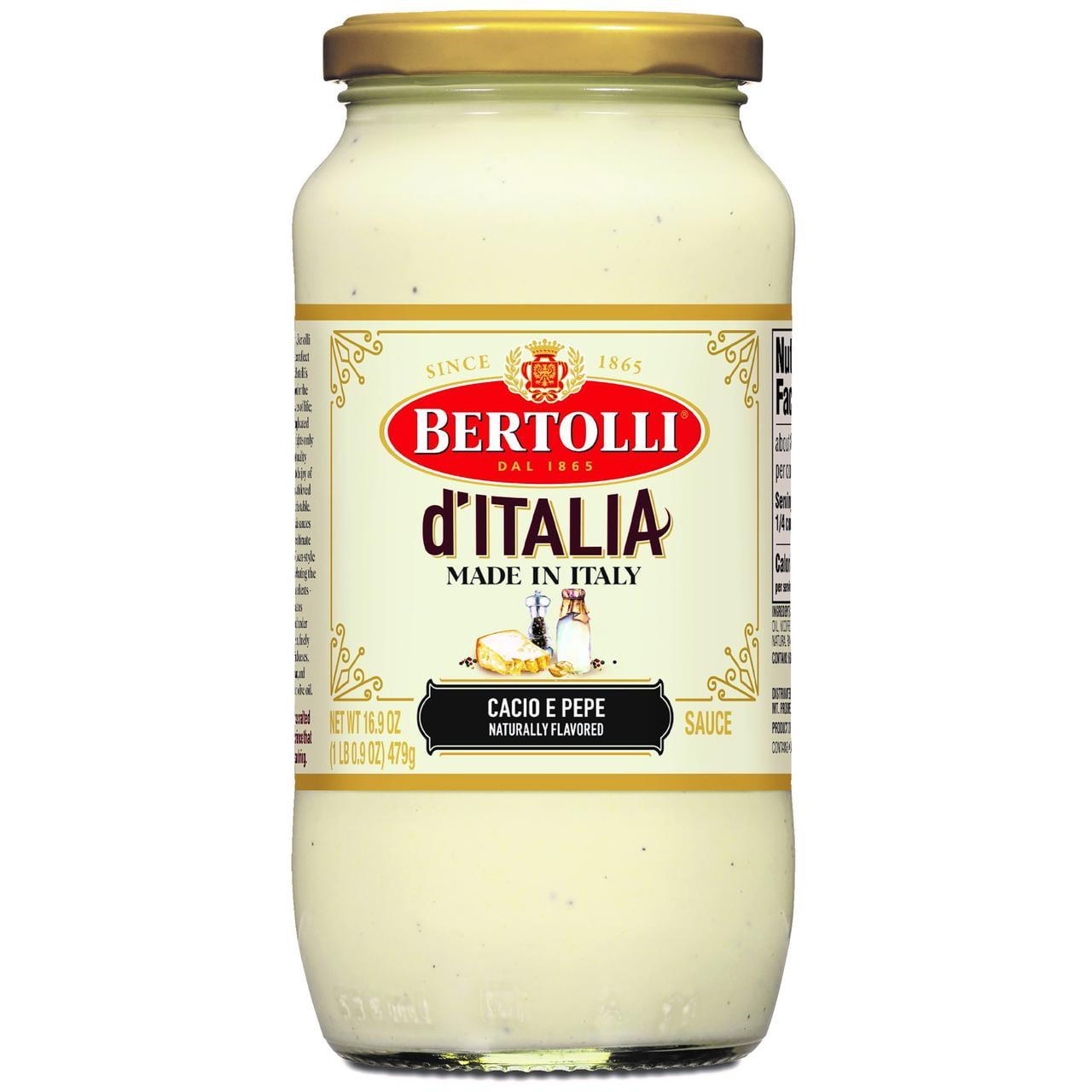 Bertolli d'Italia Cacio e Pepe Alfredo Pasta Sauce, Authentic Tuscan