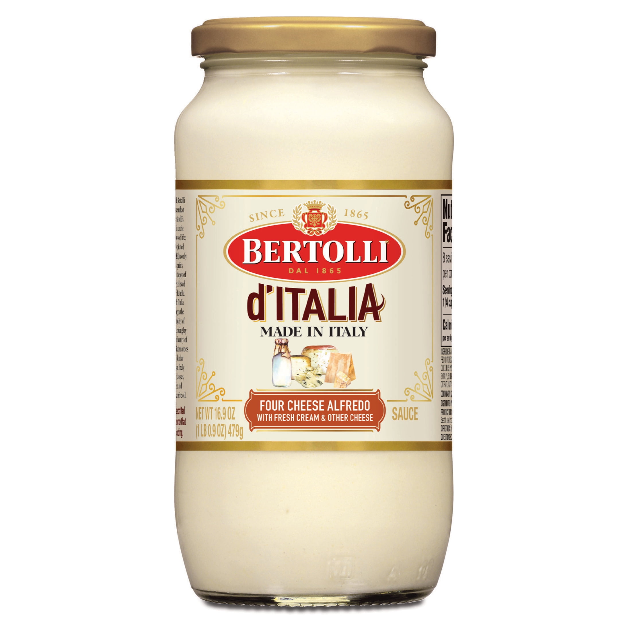 Bertolli d'Italia Four Cheese Alfredo Sauce, Italian Spaghetti Sauce, 16.9 oz