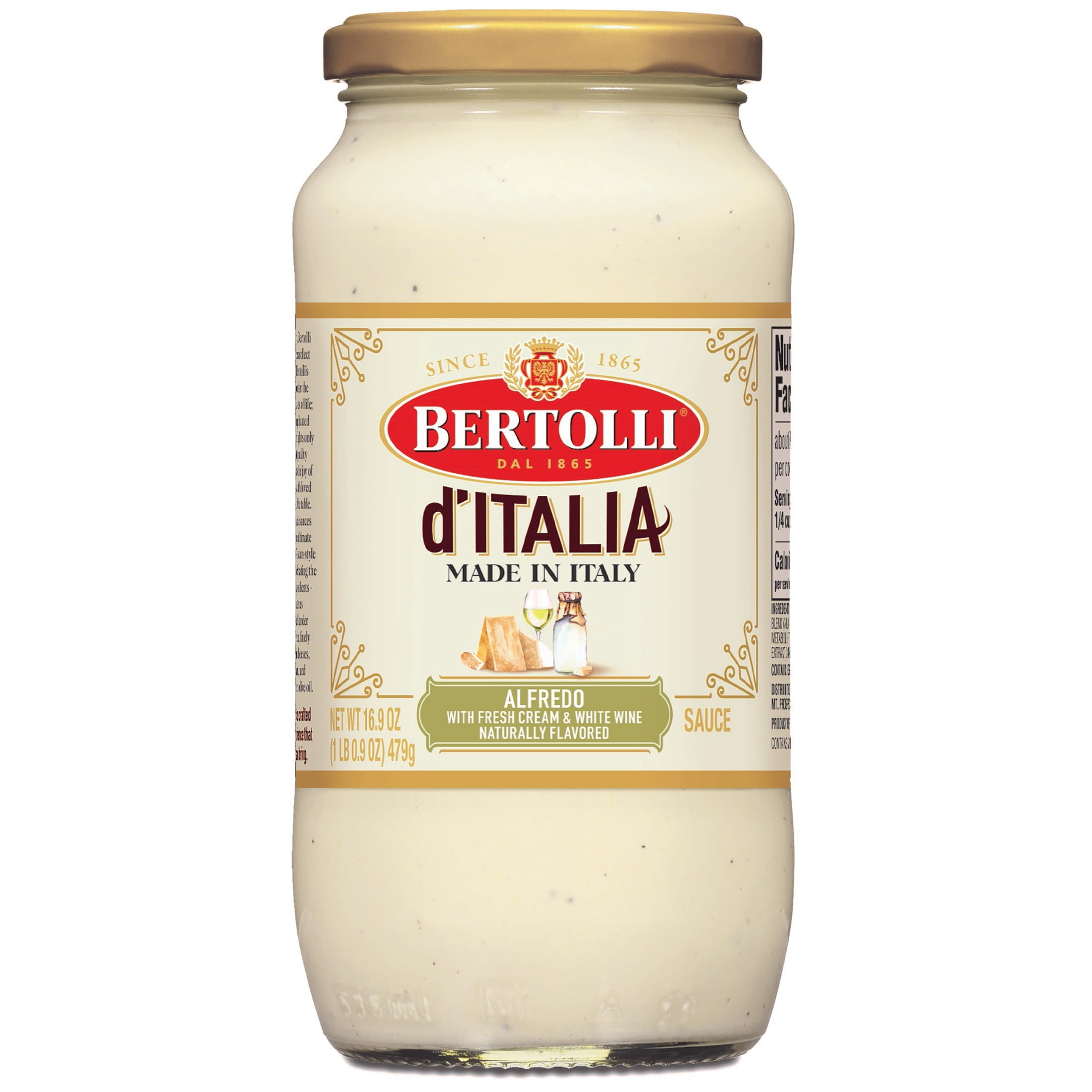 Bertolli d'Italia Alfredo Sauce with White Wine, Italian Pasta Sauce, 16.9 oz