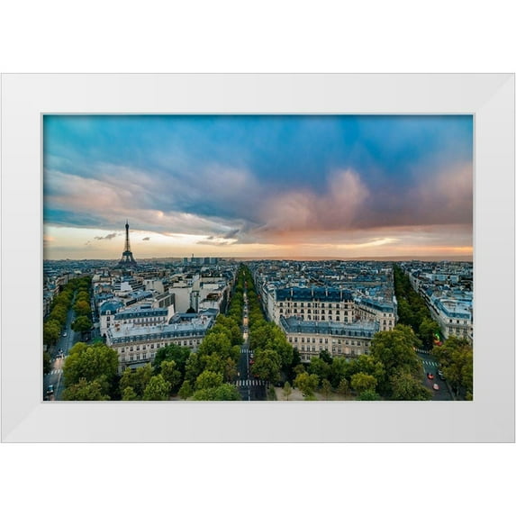 Bertrande, Arnaud 14x11 White Modern Wood Framed Museum Art Print Titled - Vue sur Paris depuis lArc de Triomphe