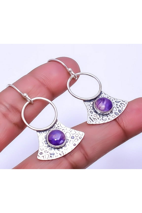 Bertrandite - Tiffany Stone - Utah 925 Sterling Silver Textured Basket Earring 1.68" E28, Beautiful Jewelry For Woman, New Year Sale, Valentin's Day G