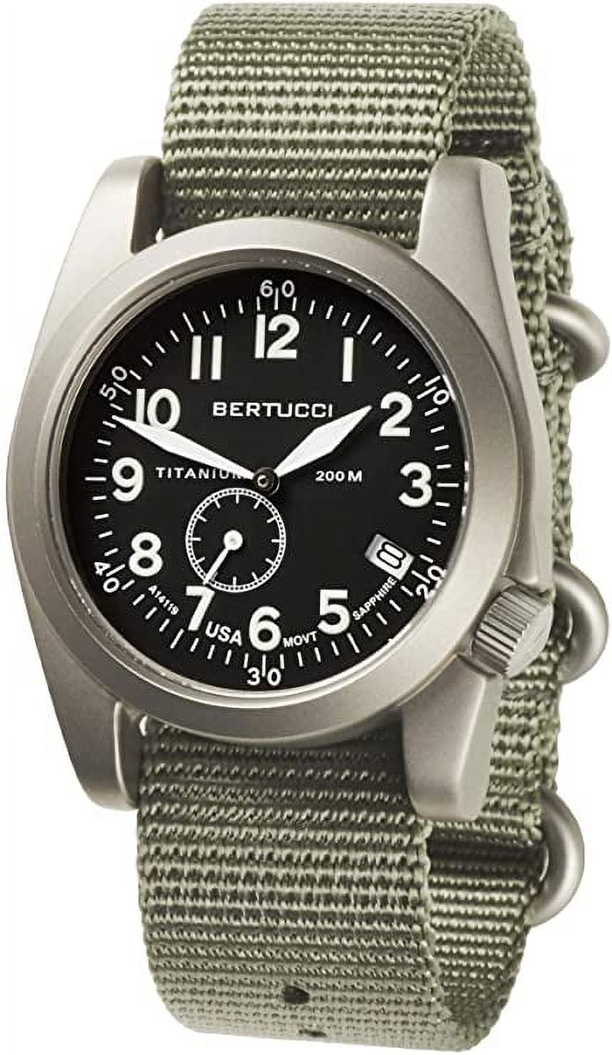 BERTUCCI A-11T Americana 13334 Mens Defender Drab Nylon Band Black Quartz Dial Watch