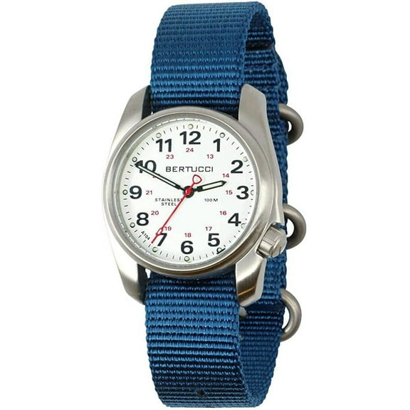 Bertucci A-1S Mariner Blue Nylon Strap 36mm Stainless Steel Dial Field Watch