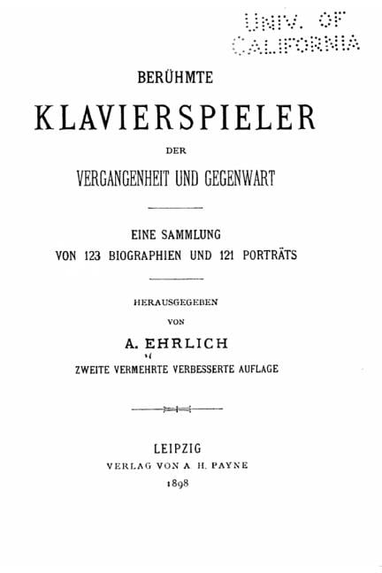 Beruhmte Klavierspieler Der Vergangenheit und Gegenwart, (Paperback)