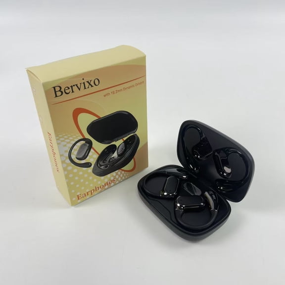 Bervixo Earphones,Upgraded Open Ear Headphones,Over Ear Earbuds with Ergonomic Earhook,Bluetooth Headphones 6.0 with Smart Digital Display,80H Playtime