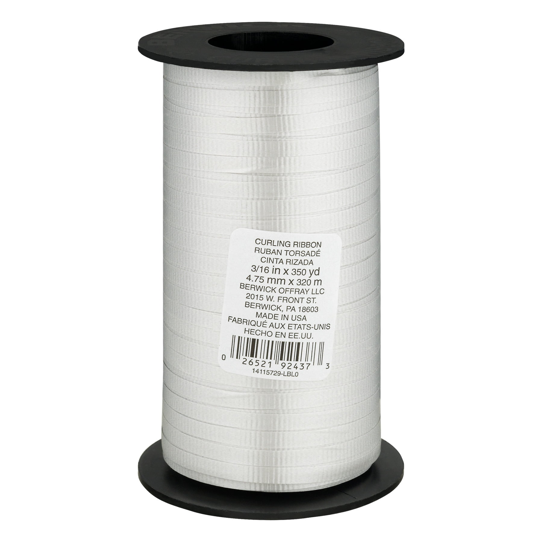 Berwick 3" x 16" Silver Curling Ribbon 350 Yards in Decorative Gift Wrap Accessory