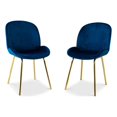 thumbnail image 1 of Berwick Mid Century Modern Velvet Chair with Gold Metal Leg in Blue Set of 2, 1 of 7