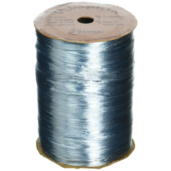 Berwick Offray 1/4'' Wide Pearlized Raffia Ribbon, Blue, 100 Yards