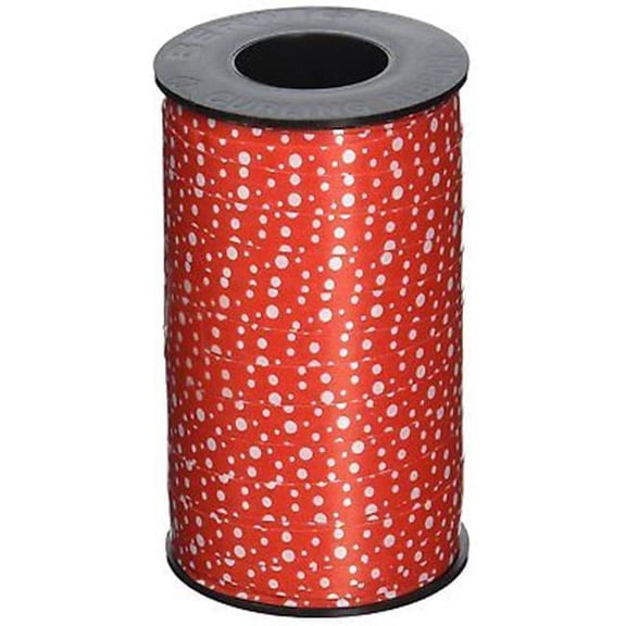 Berwick Offray 78838 0.37 x 250 Yard Reverse Dots Curling Ribbon, Red & White