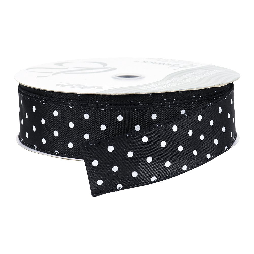 Berwick Offray DWI White Dots Wired Edge Ribbon-1-1/2 Wide X 50 Yards ...