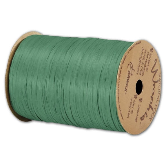 Berwick Offray Matte Emerald Green Raffia Ribbon, 1/4'' Wide, 100 Yards