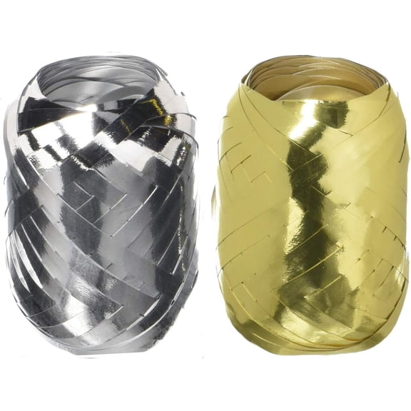 Berwick Splendorette Mini-Keg Curling Ribbon, Glitter Silver and Glitter Gold, 2-Pack, 3/16in x 66ft