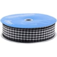 thumbnail image 1 of Offray Gingham Plaid Ribbed Wired Craft Christmas Ribbon - 1.5" x 50 Yards - Black and White, 1 of 2