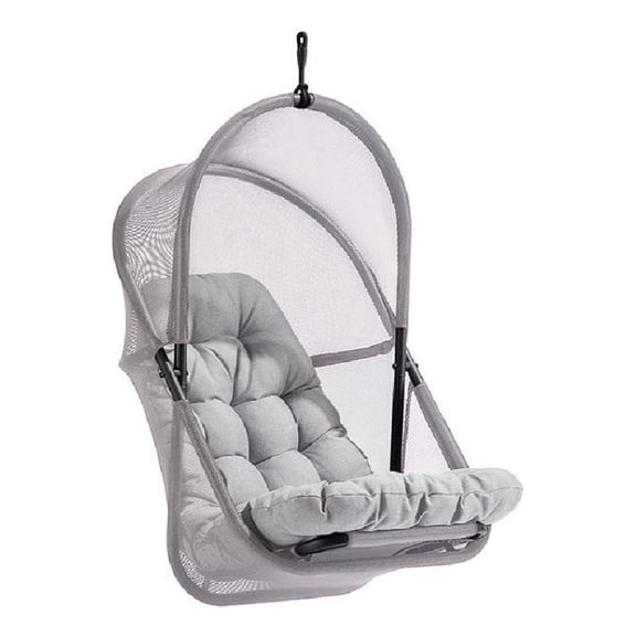 Bery Patio Hanging Swing Chair-Cushioned Light Gray Mesh